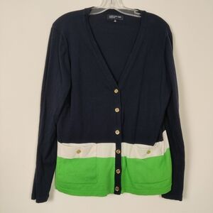 Jones New York Women's Colorblock Cardigan Size XL Cotton Nautical